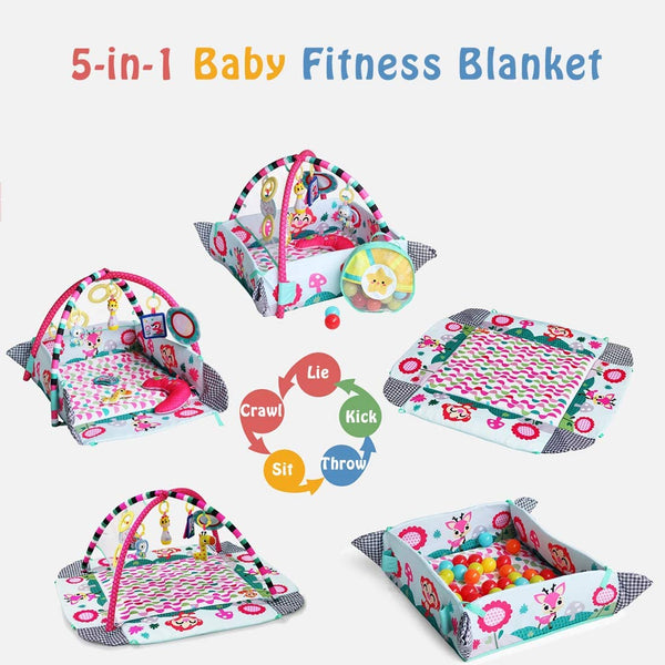 Tapis d'éveil pour bébé - 30 balles colorées et 4 hochets détachables incluses