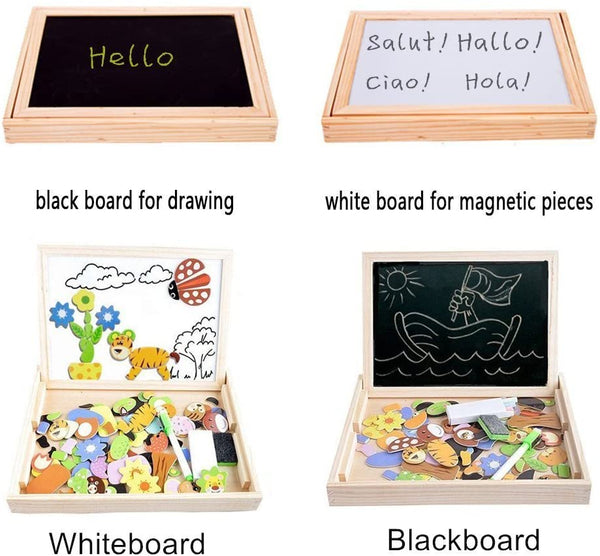 Boîte de puzzle en bois magnétique pour enfants