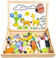Boîte de puzzle en bois magnétique pour enfants
