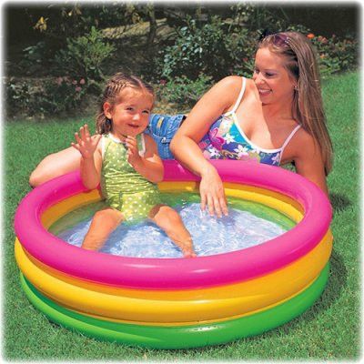 Piscine gonflable pataugeoire ronde Arc en Ciel 3 boudins 86 x 25 cm