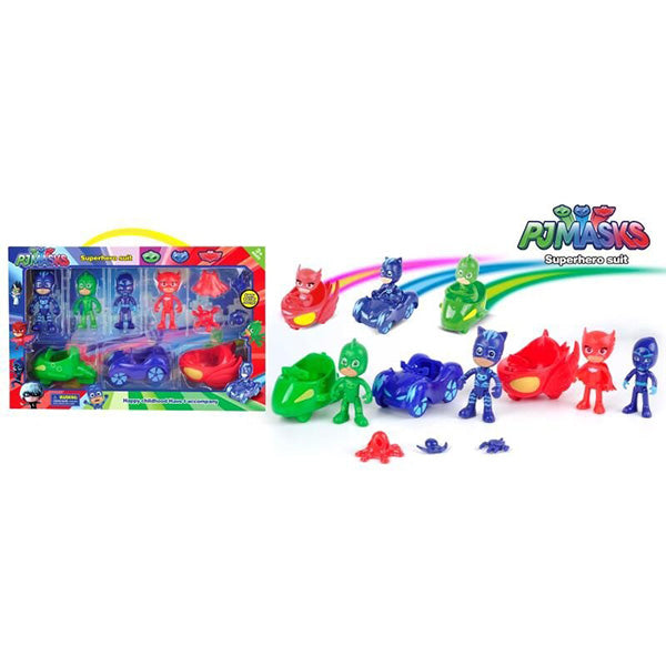 Ensemble de 3 Jouets Amusants pour Enfants - Figurines Mobiles PJ Masks avec Véhicules