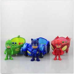 Ensemble de 3 Jouets Amusants pour Enfants - Figurines Mobiles PJ Masks avec Véhicules