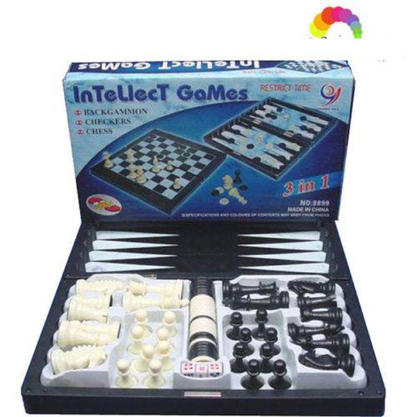 Jeu d'intelligence 3 en 1 : Echecs, dames et Backgammon